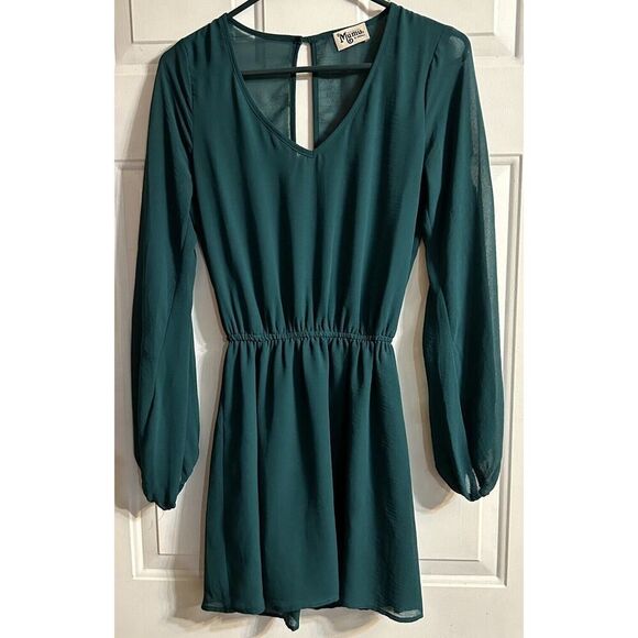 Show Me Your MuMu Emerald Color Rainey Mini Dress Size X-Small Long Sleeve - Picture 1 of 14